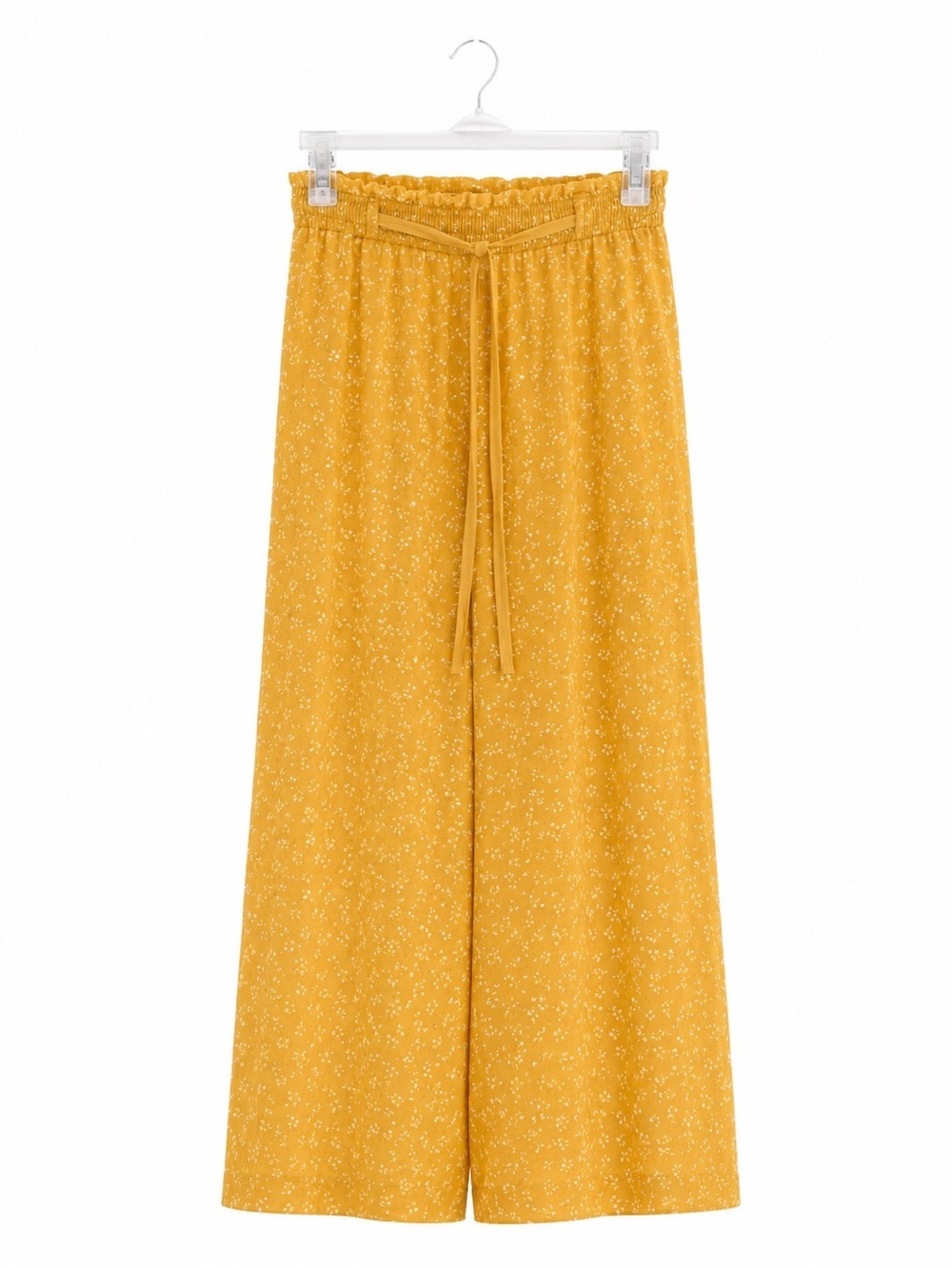 Hollister Mustard Floral Wide-Leg Paperbag Pants